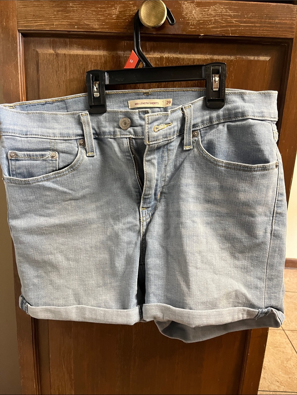Levi's Light Blue Denim Rolled Cuff Shorts